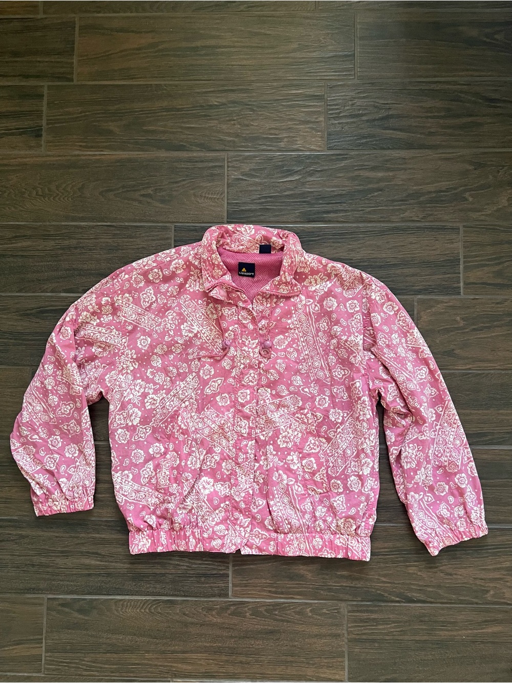 Liz Claiborne Lizsport Pink White Paisley Windbreaker 90s Vintage Women’s M